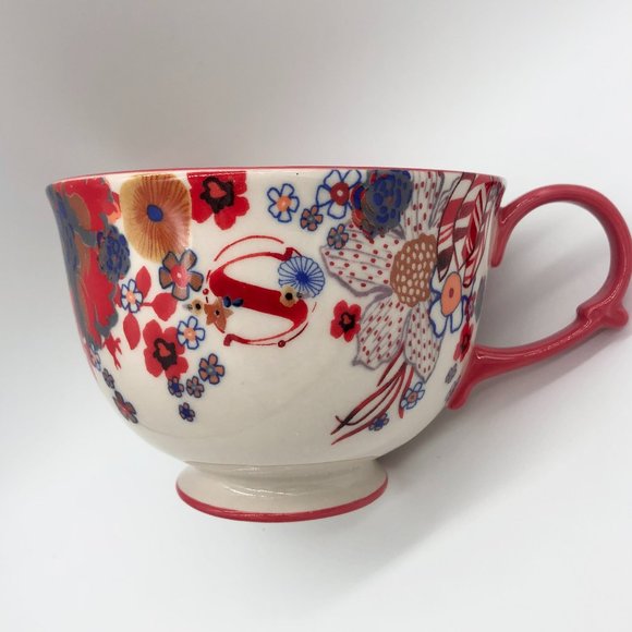 Anthropologie Other - NWT Anthropologie Tea Time Monogram Mug with "S" Initial Red White Stoneware